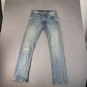 Levi's 505 Jeans Mens 29x32 Blue Selvedge Straight Leg Zip Fly Cotton 505-0217